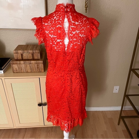 Revolve Aijek Orange‎ Into The Night Lace Mini Dress Size 3 Cocktail - Picture 5 of 10